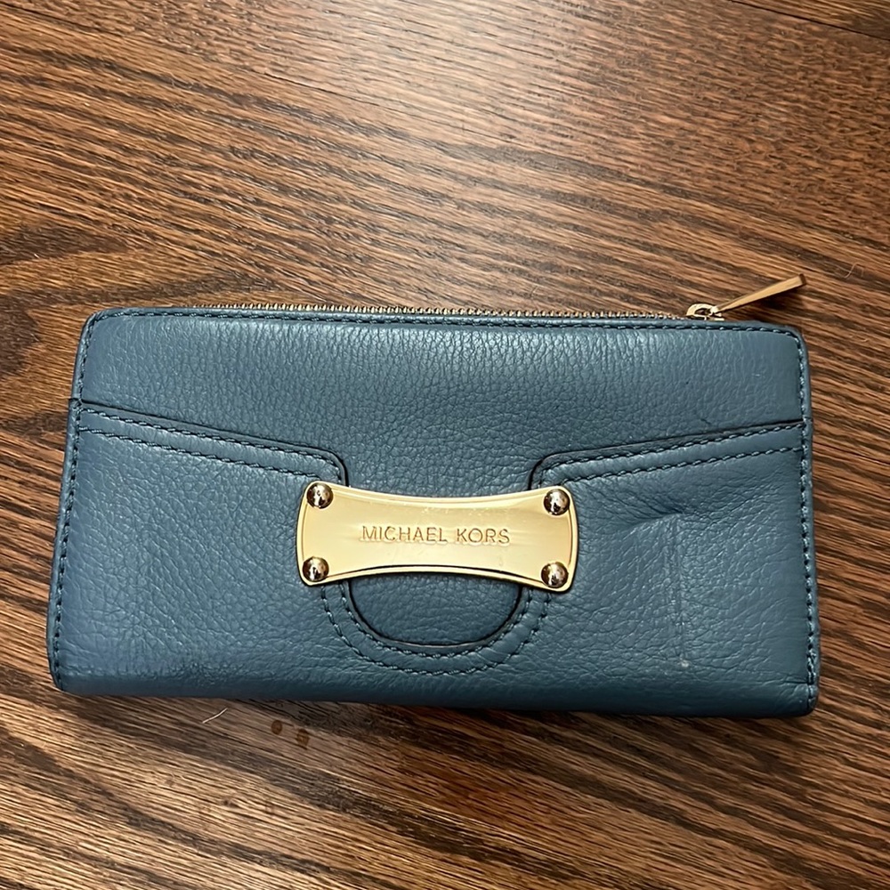 Michael Kors blue leather wallet
